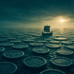 The ancient Greek ship of the explorer Pytheas confronts the mysterious "sea lung" of pancake ice under the midnight sun of Ultima Thule.